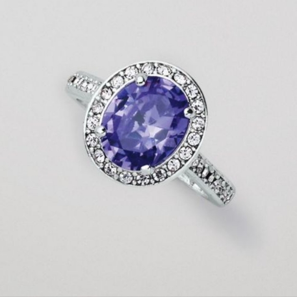 Limited Edition Purple Oval CZ Halo Cocktail Ring - Picture 1 of 6